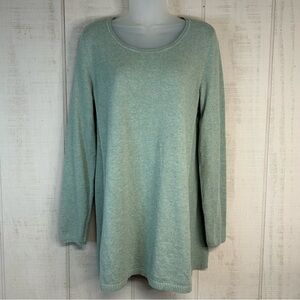 J Jill‎ Womens Pullover Tunic Sweater Size S Green Scoop Neck Ribbed Lagom Cozy